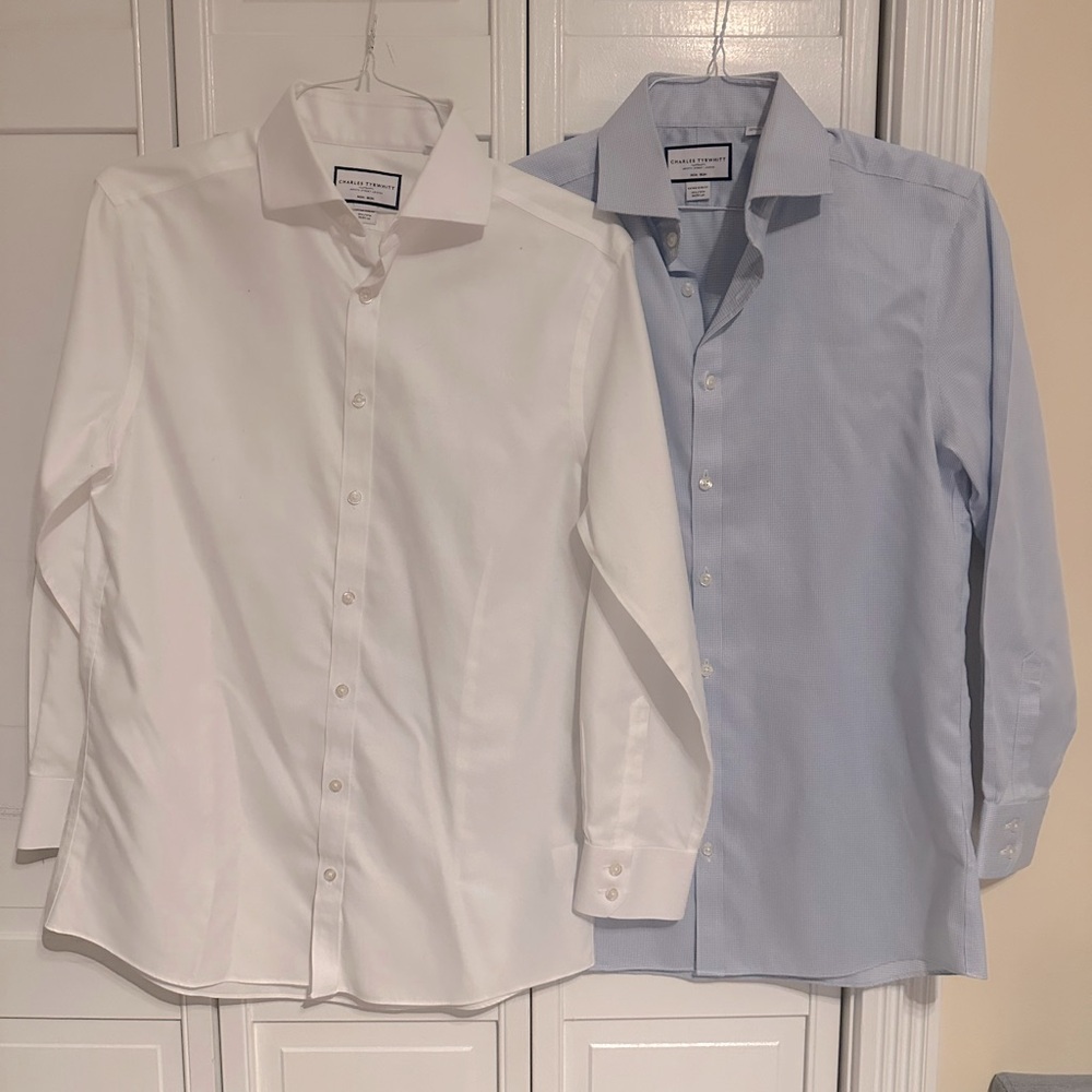 2 Charles Tyrwhitt Non-Iron Dress Shirts Extra Slim 15.5/32